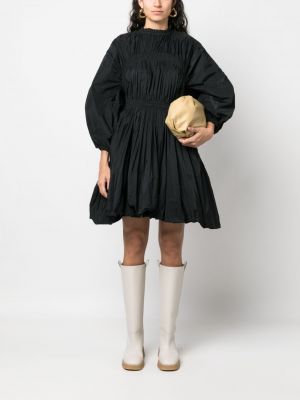 Plisované dlouhé šaty s dlouhými rukávy Jil Sander černé