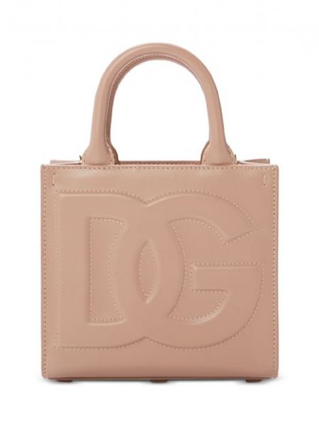 Кожаная сумка через плечо Dolce & Gabbana бежевая