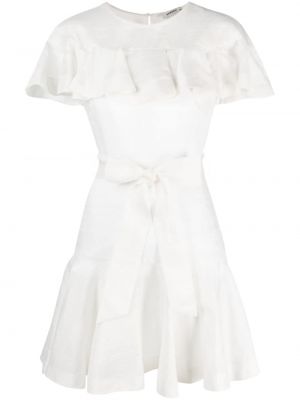 Плисирана мини рокля с волани Sandro бяло