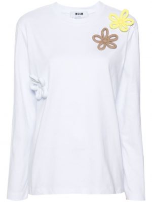 Tricou din bumbac cu model floral Msgm alb