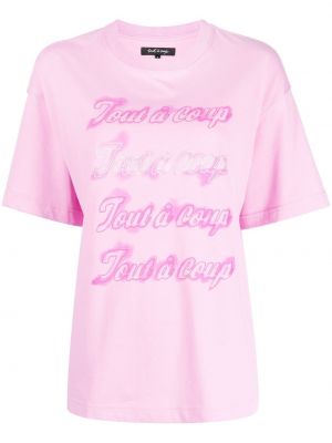 Памучна тениска с принт Tout A Coup розово