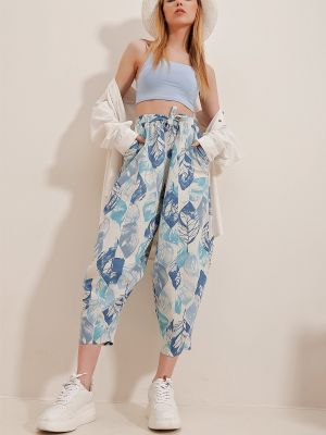 Lněné kalhoty relaxed fit Trend Alaçatı Stili