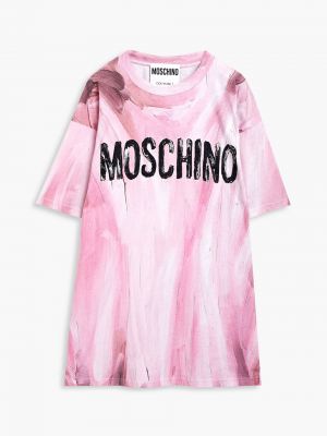 Бавовняна футболка Moschino, рожева