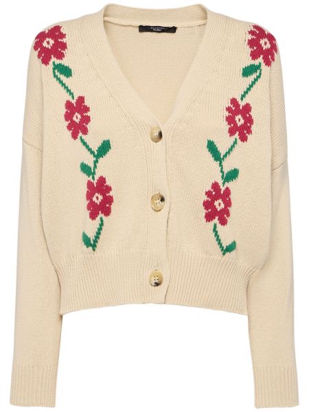 Cardigan i bomull Weekend Max Mara beige