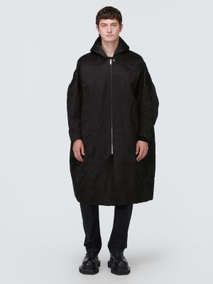 Péřový bavlněný hedvábný kabát Rick Owens černý
