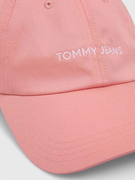 Czapka z daszkiem bawełniana Tommy Jeans różowa