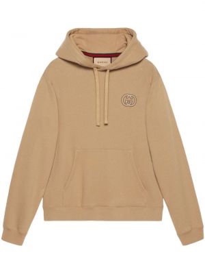 Pamučna hoodie s kapuljačom Gucci bež