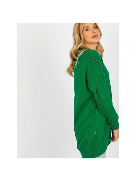 Oversized kardigan Fashionhunters zelený