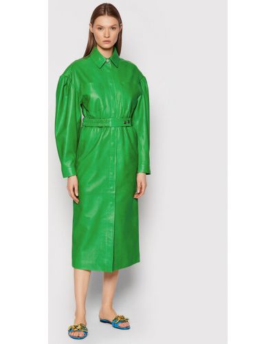 Remain Bőr ruha Dahlia RM1019 Zöld Loose Fit