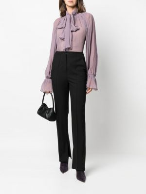 Jedwabna bluzka z kokardką Atu Body Couture fioletowa