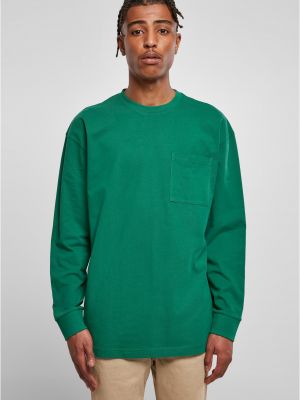 Oversized tričko s dlouhým rukávem s dlouhými rukávy s kapsami Uc Men zelené