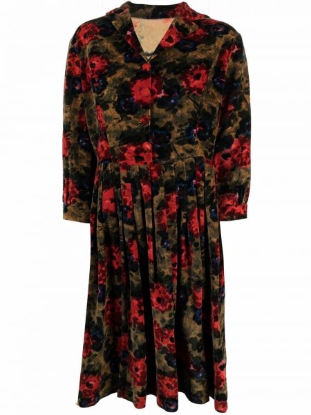 Robe chemise à fleurs plissé A.n.g.e.l.o. Vintage Cult marron