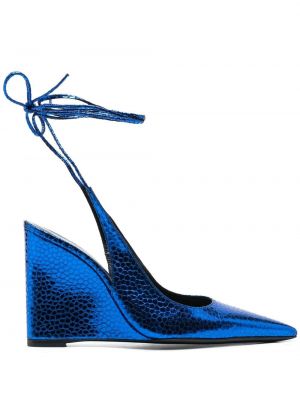 Полуотворени обувки с клин ток By Far синьо