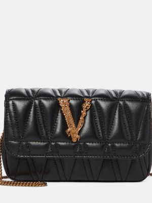 Маленькая кожаная сумка через плечо Virtus Versace черный