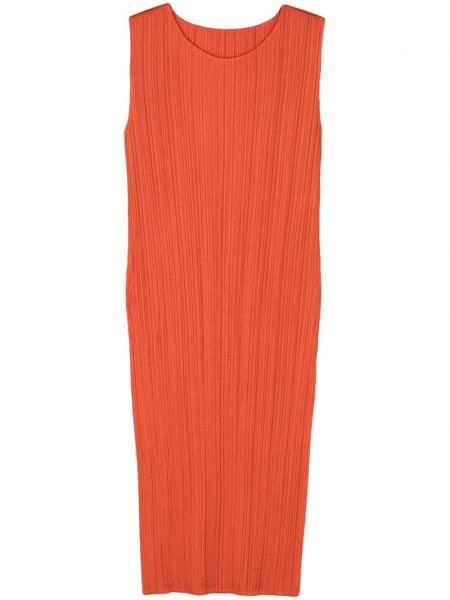 Plisseret lige kjole Pleats Please Issey Miyake orange