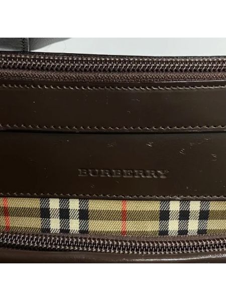 Bolsa de hombro de cuero retro Burberry Vintage marrón