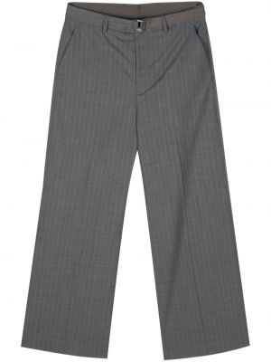 Voľné pruhované rovné nohavice Sacai sivá