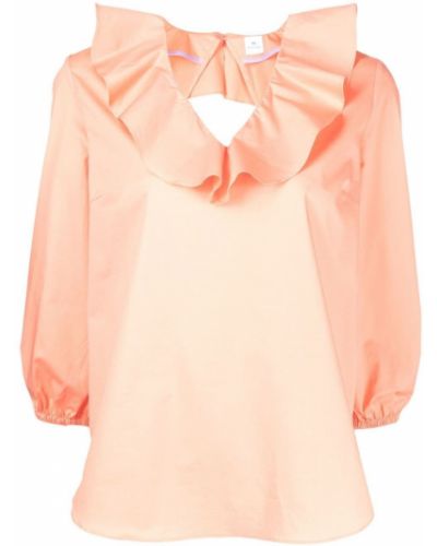 Блузка с воротником с V-образным вырезом Ps Paul Smith, оранжевая