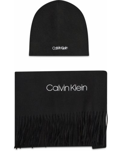 Gyapjú gyapjú sál Calvin Klein fekete