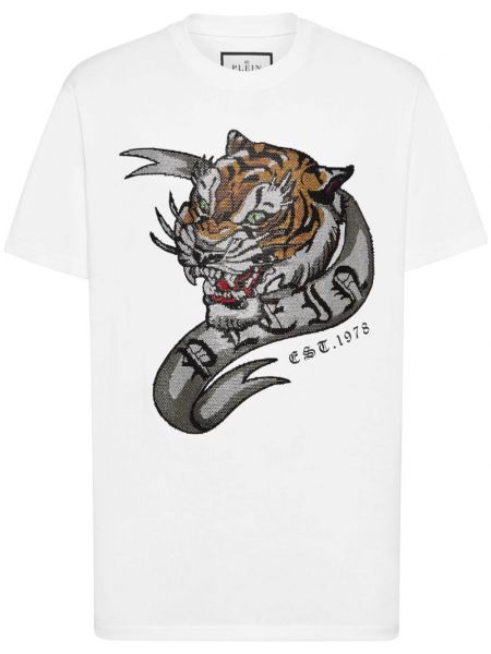 T-shirt en coton à imprimé Philipp Plein blanc