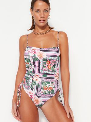 Bikini cu model floral Trendyol gri
