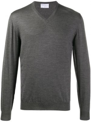 Jersey con escote v de tela jersey Fedeli gris