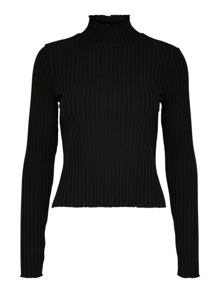 Tričko s dlhými rukávmi Selected Femme čierna