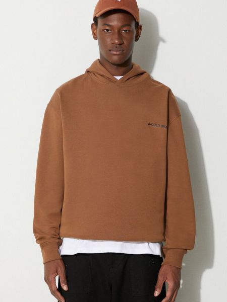 Однотонный хлопковый свитер с капюшоном A-cold-wall* коричневый