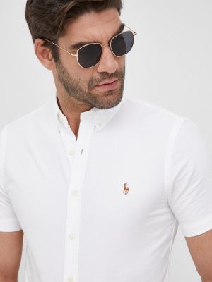 Pamučna košulja s gumbima slim fit Polo Ralph Lauren bijela