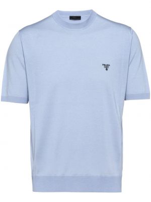 T-shirt ricamato Prada blu
