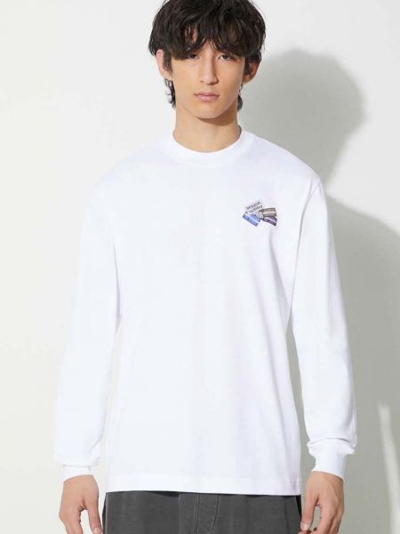 Μακρυμάνικη βαμβακερή μακρυμάνικη μπλούζα Lacoste λευκό