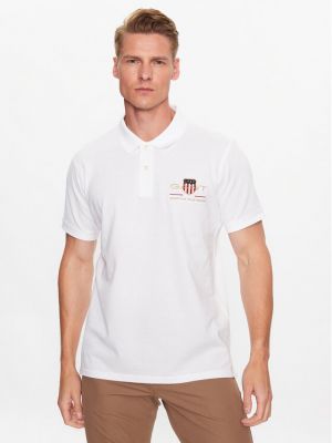 Тениска с копчета Gant бяло