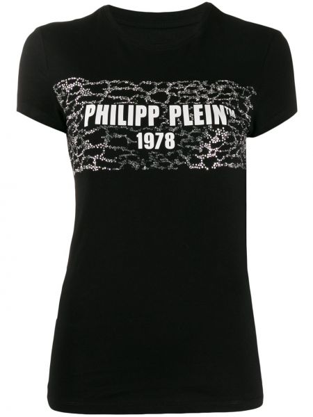 Koszulka slim fit z nadrukiem Philipp Plein czarna