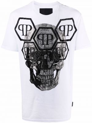 Koszulka z kryształkami Philipp Plein biała