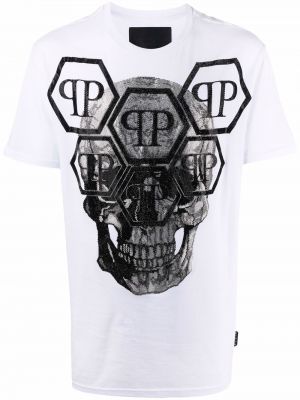 Křišťálové tričko Philipp Plein bílé