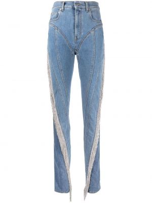 Hög midja avsmalnande jeans Mugler blå