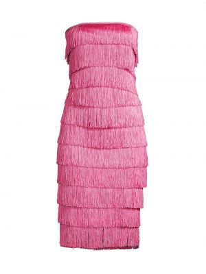 Платье-футляр без бретелек с бахромой Norma Kamali розовый
