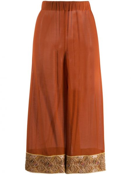 Průsvitné hedvábné volné kalhoty Romeo Gigli Pre-owned - oranžová