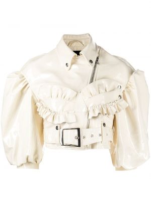 Usnjena jakna z volani Simone Rocha bela