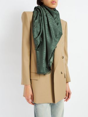 Sciarpa di lana di seta in tessuto jacquard Saint Laurent verde