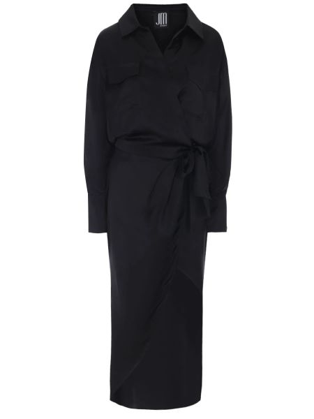 Черное платье-рубашка из вискозы Jm Studio