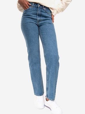 Bavlněné džíny s vysokým pasem Wood Wood modré