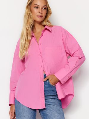 Oversized košeľa Trendyol ružová