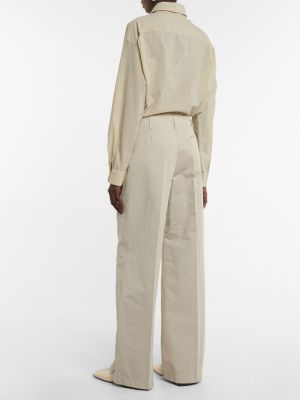 Voľné bavlnené culottes nohavice s vysokým pásom Lemaire béžová