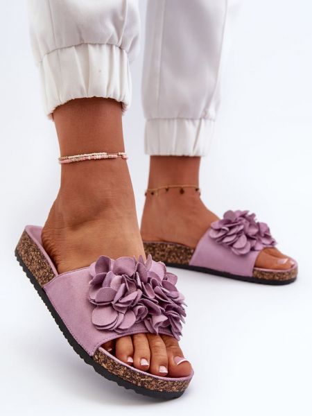 Papuci de casă din piele de căprioară cu platformă Kesi violet