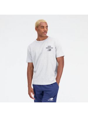 T-shirt en coton avec manches courtes en jersey New Balance gris