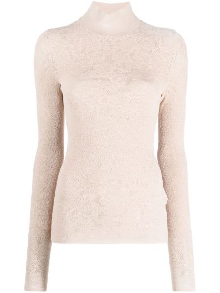 Przezroczysty sweter w kwiatki Fendi beżowy