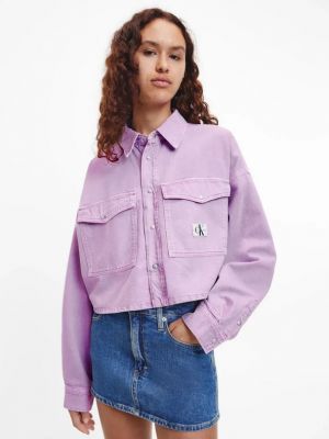 Geacă de blugi Calvin Klein Jeans violet