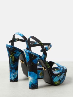 Satenaste sandali s cvetličnim vzorcem s platformo Dolce&gabbana