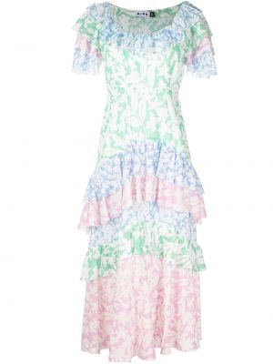 Ruffle floral dress Rixo hvit